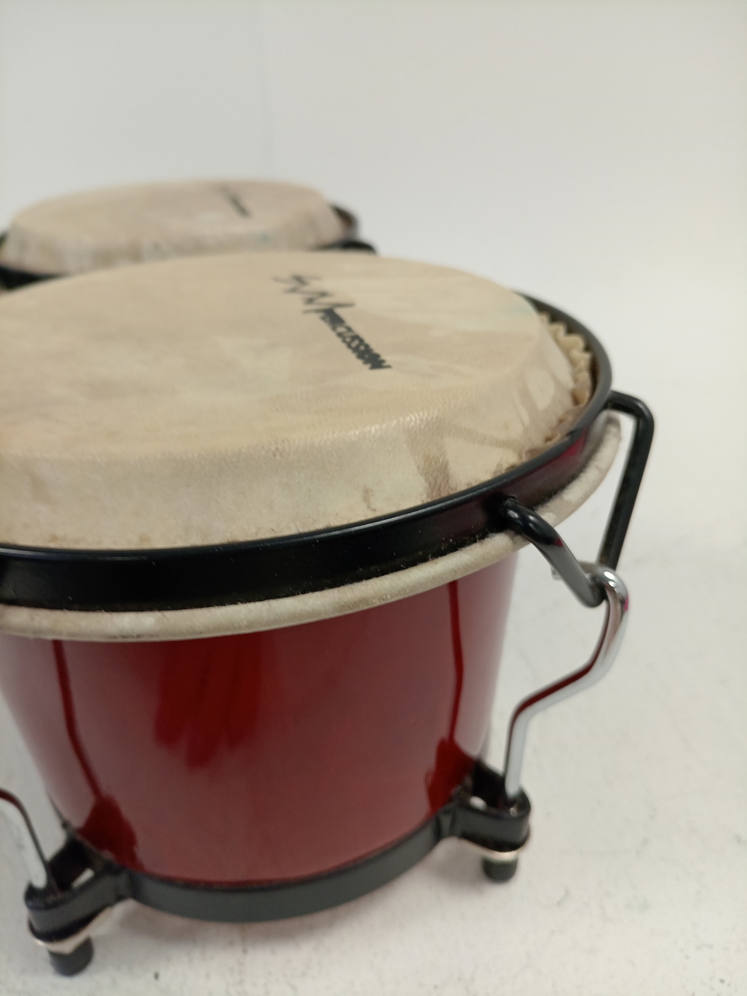 SVM Percussion Red Wooden Bongos Pair Musical Instrument Collectable Drums - Bild 4 von 10