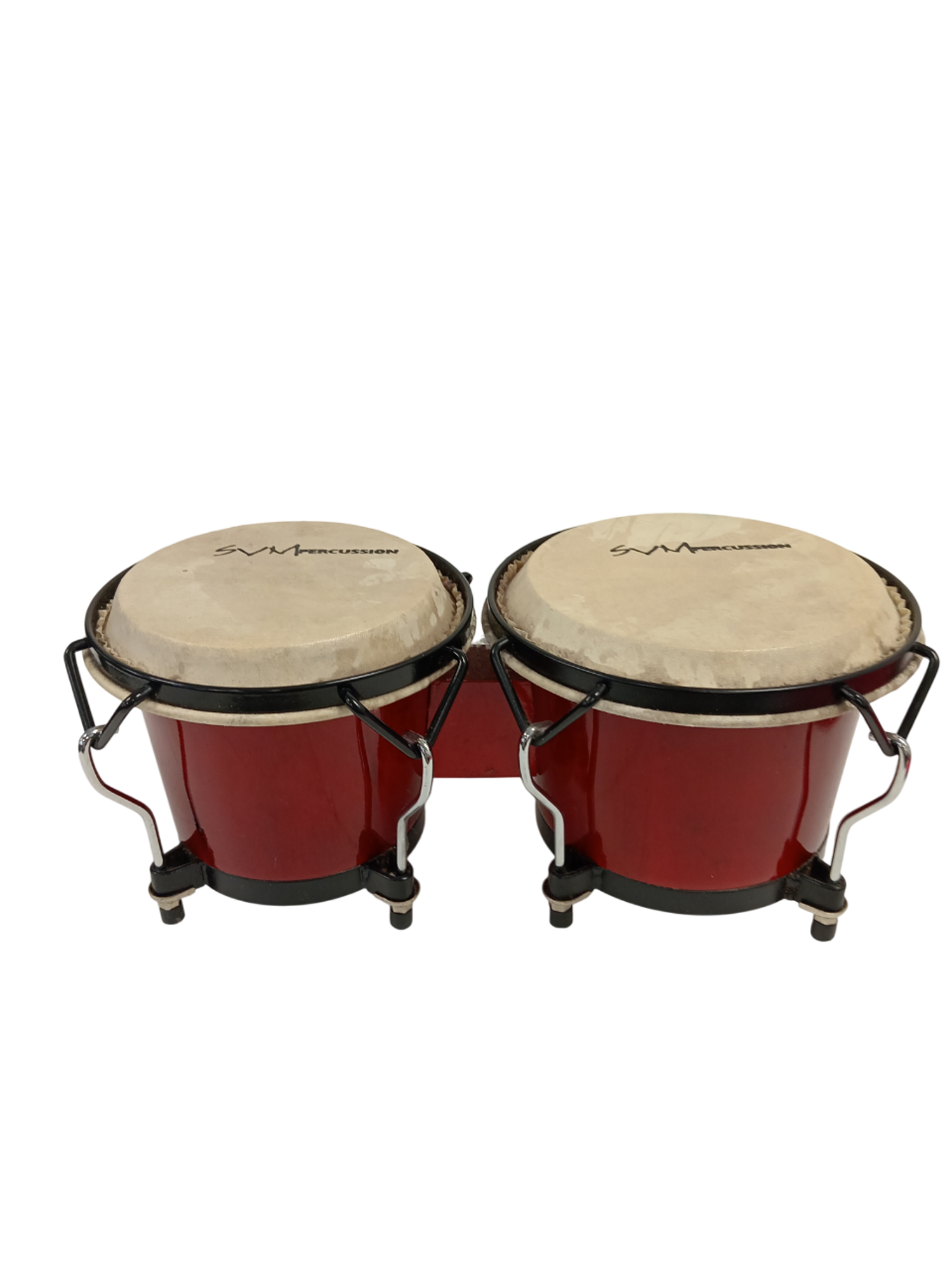 SVM Percussion Red Wooden Bongos Pair Musical Instrument Collectable Drums