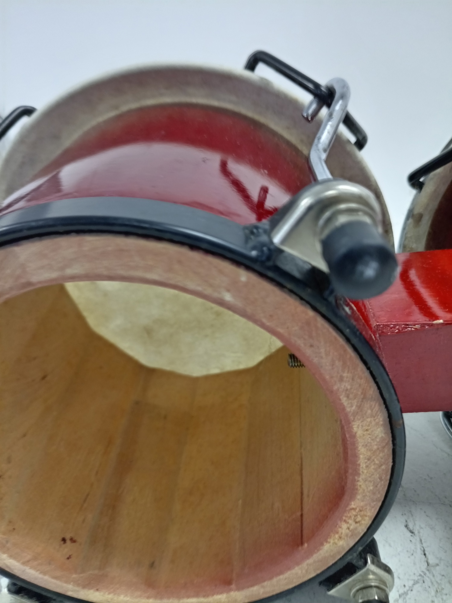 SVM Percussion Red Wooden Bongos Pair Musical Instrument Collectable Drums - Bild 5 von 10