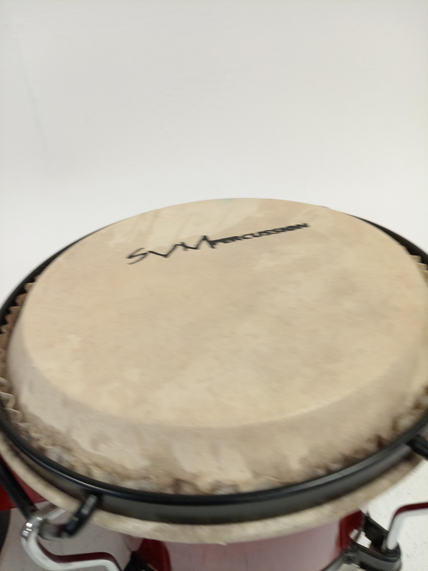 SVM Percussion Red Wooden Bongos Pair Musical Instrument Collectable Drums - Bild 3 von 10